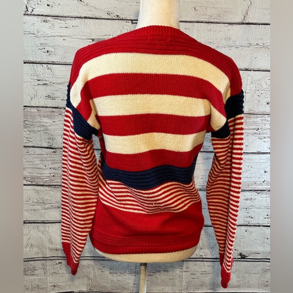 CAMPUS CASUALS Sweater Crewneck Vintage 70's-80's Striped-Medium - Picture 2 of 3